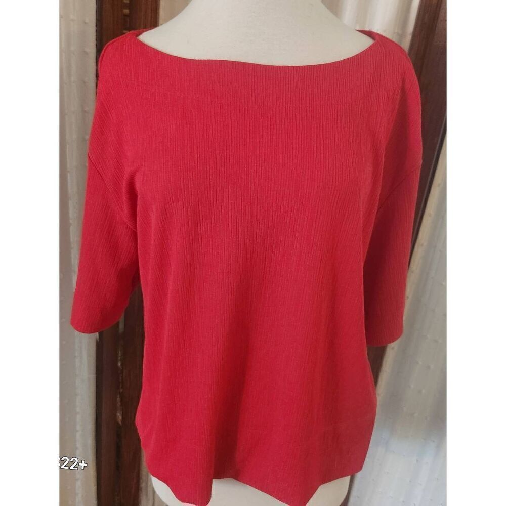 U19 Prologue women's XXL blouse red stretchy texture short sleeves